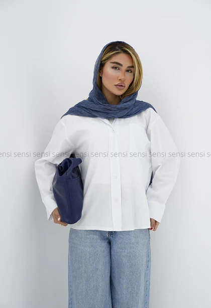 شومیز زنانه لینن تک جیب اسلپ کد1006331