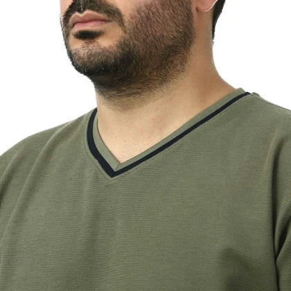 تیشرت آستین کوتاه یقه هفت مردانه کاکتوس مدل 2612541