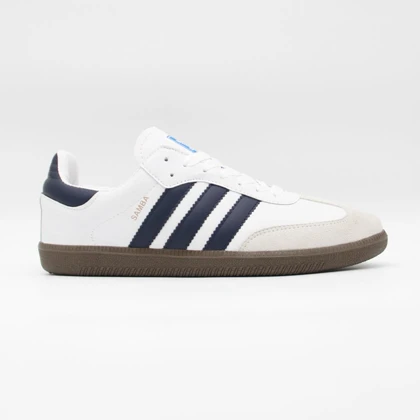 کتانی سامبا سفید سرمه ای کد 6522