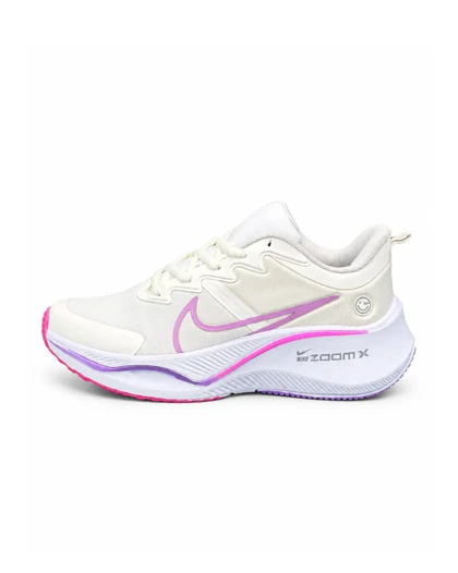 کتانی زنانه رانینگ مدل نایکی زوم ایکس لبخند سفید یاسی NIKE