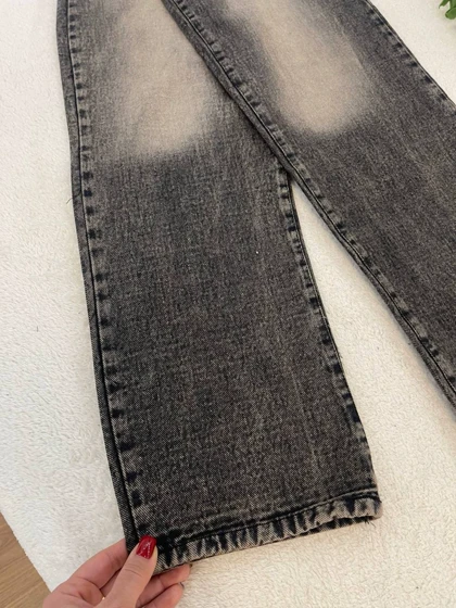 شلوار جین نیم بگ نینا (طوسی تیره)