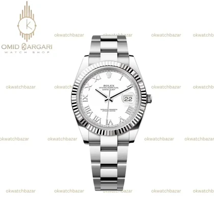 ساعت مچی رولکس سوئیسی بند سیلور صفحه سفید ایندکس یونانی Rolex Datejust