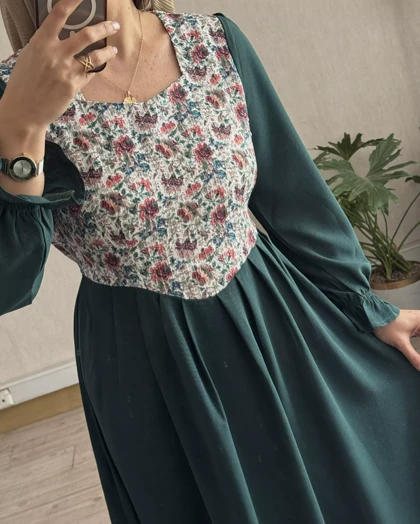 پیراهن مانتویی سوزندوزی سرمه