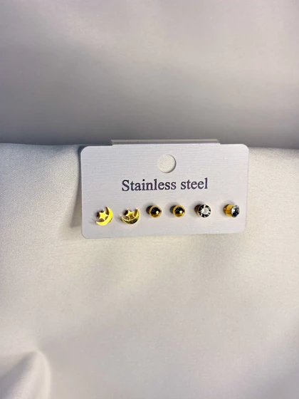 پک گوشواره استیل طلایی کد 06