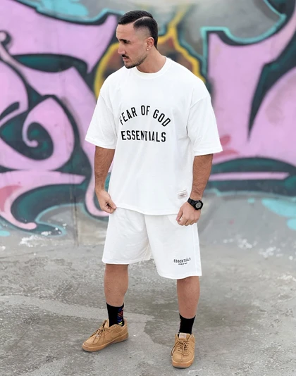 تیشرت باکسی اسنشیال (Essentials) طرح فیر آف گاد (سفید)