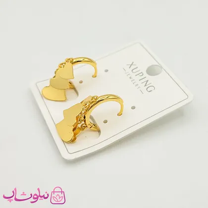 گوشواره حلقه‌ای آویزدار مدل قلب