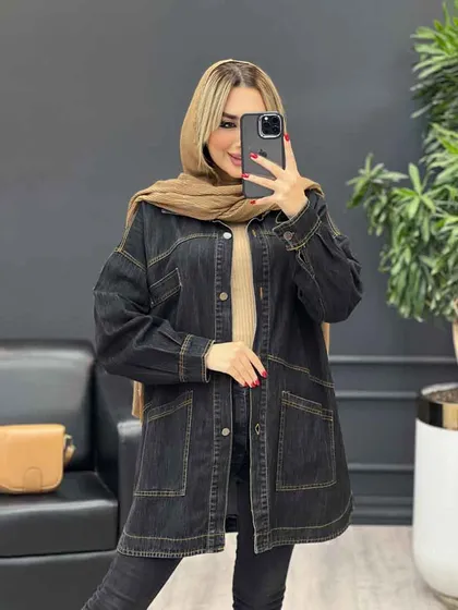 مانتو جین جیب کج