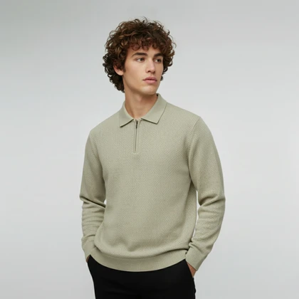 بافت نیم زیپ یقه طرح راه (3066) SOLD OUT