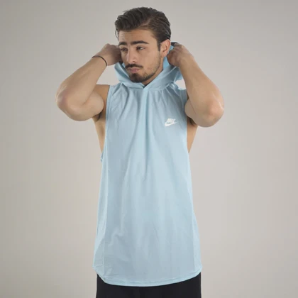 رکابی کلاهدار ورزشی مردانه نایک مدل VHD-Dri Fit-4K1003 آبی روشن