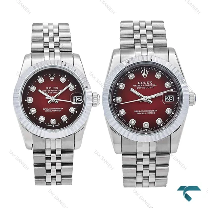 ساعت ست رولکس استیل صفحه قرمز Rolex-6298-S
