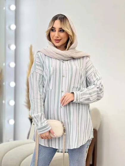 شومیز راه راه دو جیب