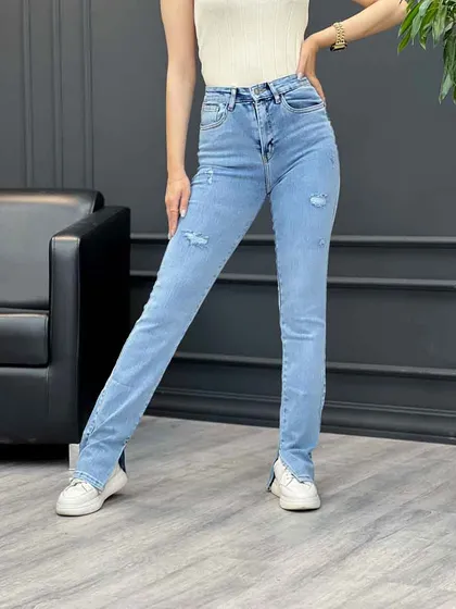 شلوار اسکینی زاپ‌دار پایین چاک 12607
