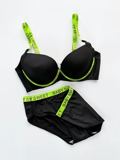 ست شورت و سوتین اسفنجی فنر دار نوار دوزی Baby sweet