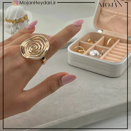 انگشتر زنانه آبکاری نقره رنگ ثابت کد ta10023