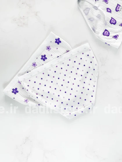 شورت اسلیپ نخ پنبه عروسکی طرحدار سفید بنفش
