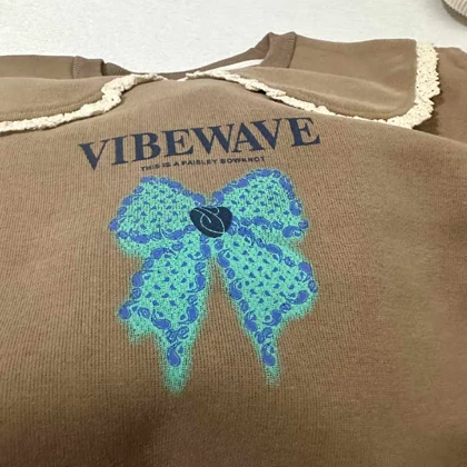 بلوز دخترانه خارجی یقه ب ب توری طرح پاپیون