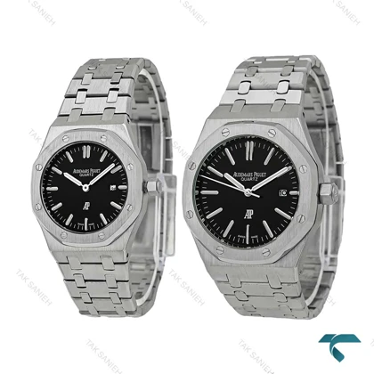 ساعت اودمار پیگه ست استیل صفحه مشکی ساده AP-7515-S