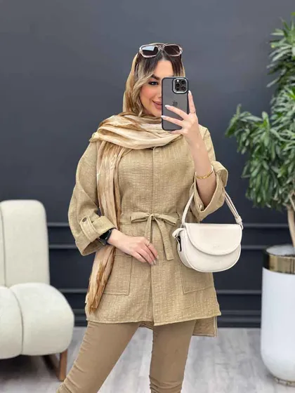 مانتو دکمه مخفی آستین پاگن