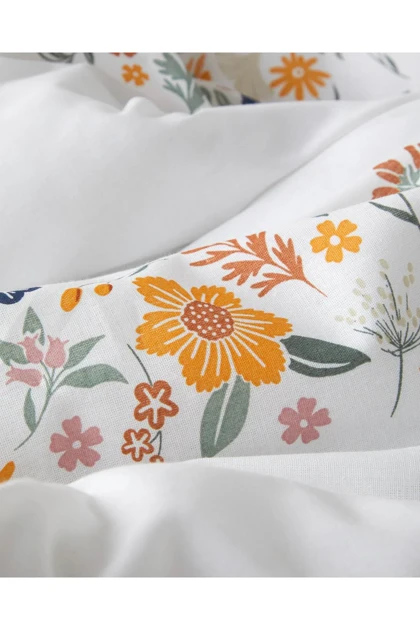 سرویس روتختی دو نفره با ملحفه English Home مدل Bloomy Lines پنبه‌ای - زرد