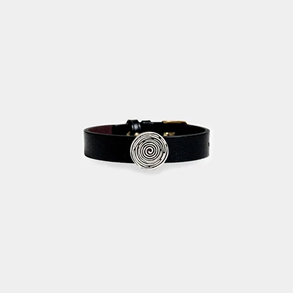 دستبند نقره اسپیرال (S) با بند چرمی unisex
