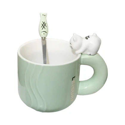 ماگ گربه ماهی رنگ سبز روشن درجه یک برند نایس