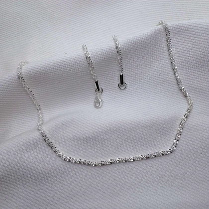 زنجیر استیل نقره‌ای مدل «خاویاری» (بافت پرانعطاف) | درخشان و اقتصادی