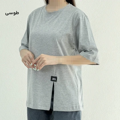 تیشرت زنانه باکسی جلو چاک‌دار | آی بولک