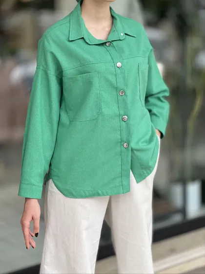 مانتو لینن دکمه پرچی کد 567