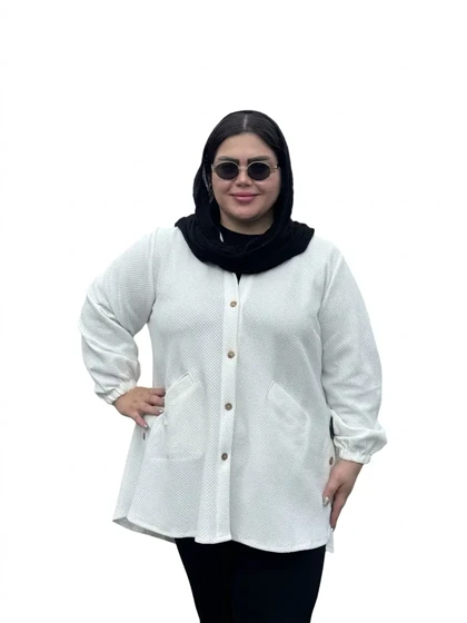 شومیز مانتویی فیلتو بغل دکمه سایز بزرگ زنانه