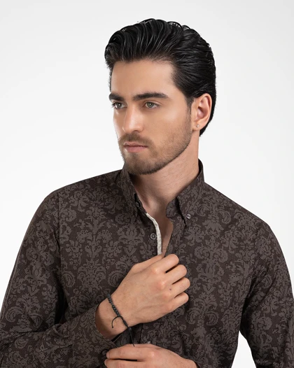 ام کی کالکشن پیراهن آستین بلند mk-22459-brown