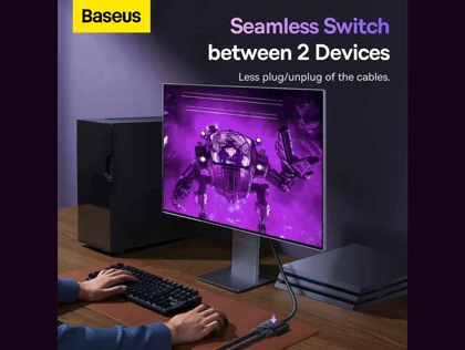 مبدل دو طرفه اچ دی ام آی با کابل یک متری بیسوس Baseus B01331105111-01