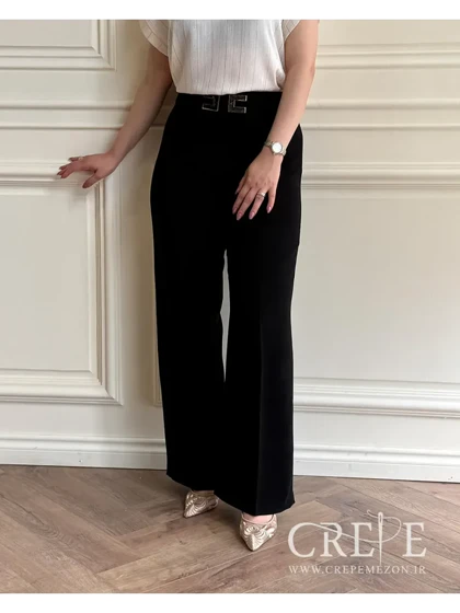 شلوار از بالا گشاد کرپ باربی قد 110
