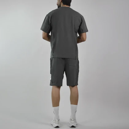 ست تیشرت و شلوارک اسپرت دنیم ور مدل HZ-202 طوسی تیره