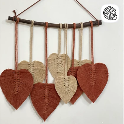 دیوار کوب مکرومه بافی مدل پر برگ کد 03 (طول50cm)