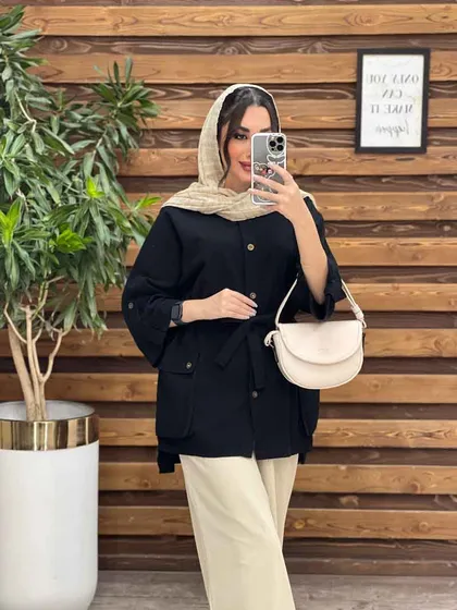 مانتو بغل جیب کمرگت