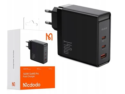 شارژر دیواری سوپر فست شارژ تایپ سی و یو اس بی 140 وات مک دودو MCDODO CH-2911 GaN 5 Pro 140W Type-C / USB Fast Charger