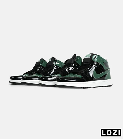 کفش کتانی ساق‌دار مردانه و زنانه مشکی سبز NIKE jordan 1