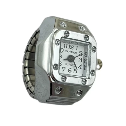 انگشتر طرح ساعت با صفحه مربعی