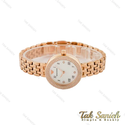 ساعت زنانه امپریو آرمانی رزگلد صفحه سفید دورنگین Michael-5431-L