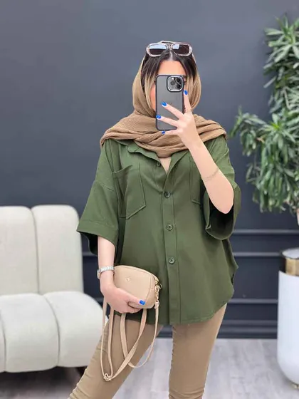 شومیز دو جیب پایین هلال