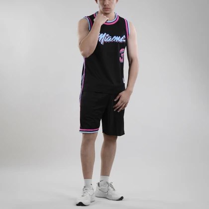 ست رکابی و شلوارک بسکتبالی میامی هیت مدل Nike-DRI FIT-5B119 مشکی