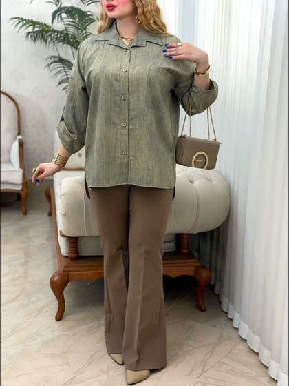 شومیز مانتویی گازوئیلی 3919