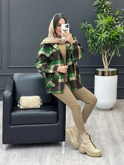 پالتو کلاه دار بغل دو دکمه