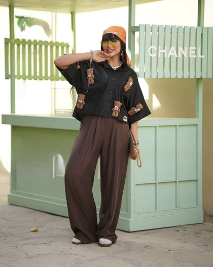 ست دخترانه شومیزشلوار لینن تدی