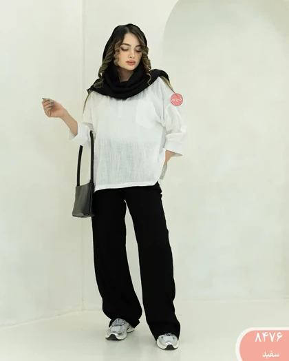 شومیز جلوبسته تک جیب جانان 8476