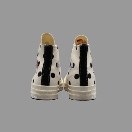 کانورس پلی خال‌خالی سفید ساق‌دار Converse Cdg Play White Polka Dot Hightop