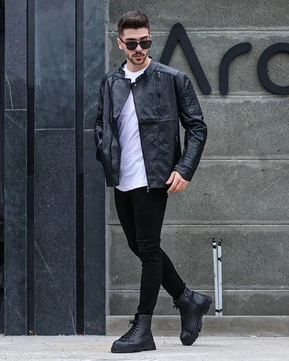 کاپشن چرم مردانه کد 1895