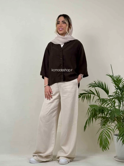 شومیز سیلک باکسی کراپ زنانه