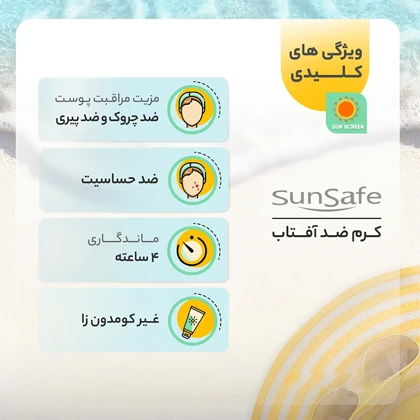 کرم ضد آفتاب و ضدچروک بی رنگ سان سیف SPF50 مناسب انواع پوست 50 میلی‌لیتر