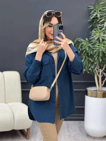 مانتو لینن سر جیب دکمه وینا